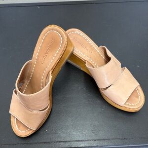 Bernardo Light Nude Pink Leather Crossover Slide Mules